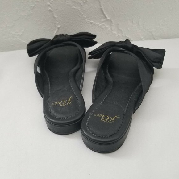 J.CREW Abbie black satin bow slide 6.5 - Picture 3 of 4